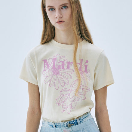 MARDI MERCREDI - SLIM TSHIRT TRIPLE FLOWER (BUTTER PINKLAVENDER)