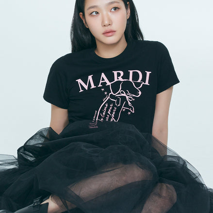 MARDI MERCREDI - SLIM TSHIRT SWING THE TAIL DDANJI (BLACK PINK)