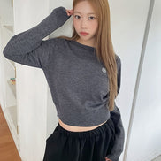 muahmuah - STITCH LOGO BASIC KNIT (CHARCOAL)