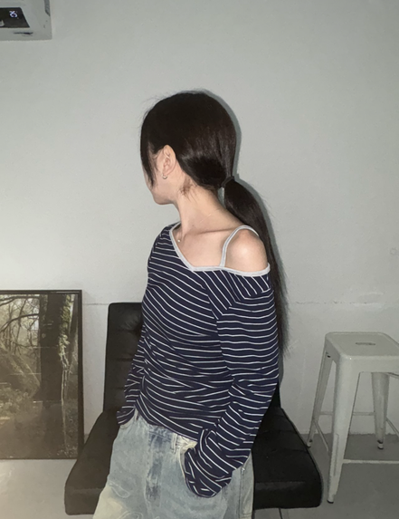 KR STRIPED ONE OFF SHOULDER TOP (4 COLORS)
