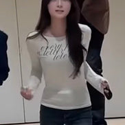 (karina同款) Letere - LETTERING OFF-SHOULDER TIE LONG SLEEVE (IVORY)
