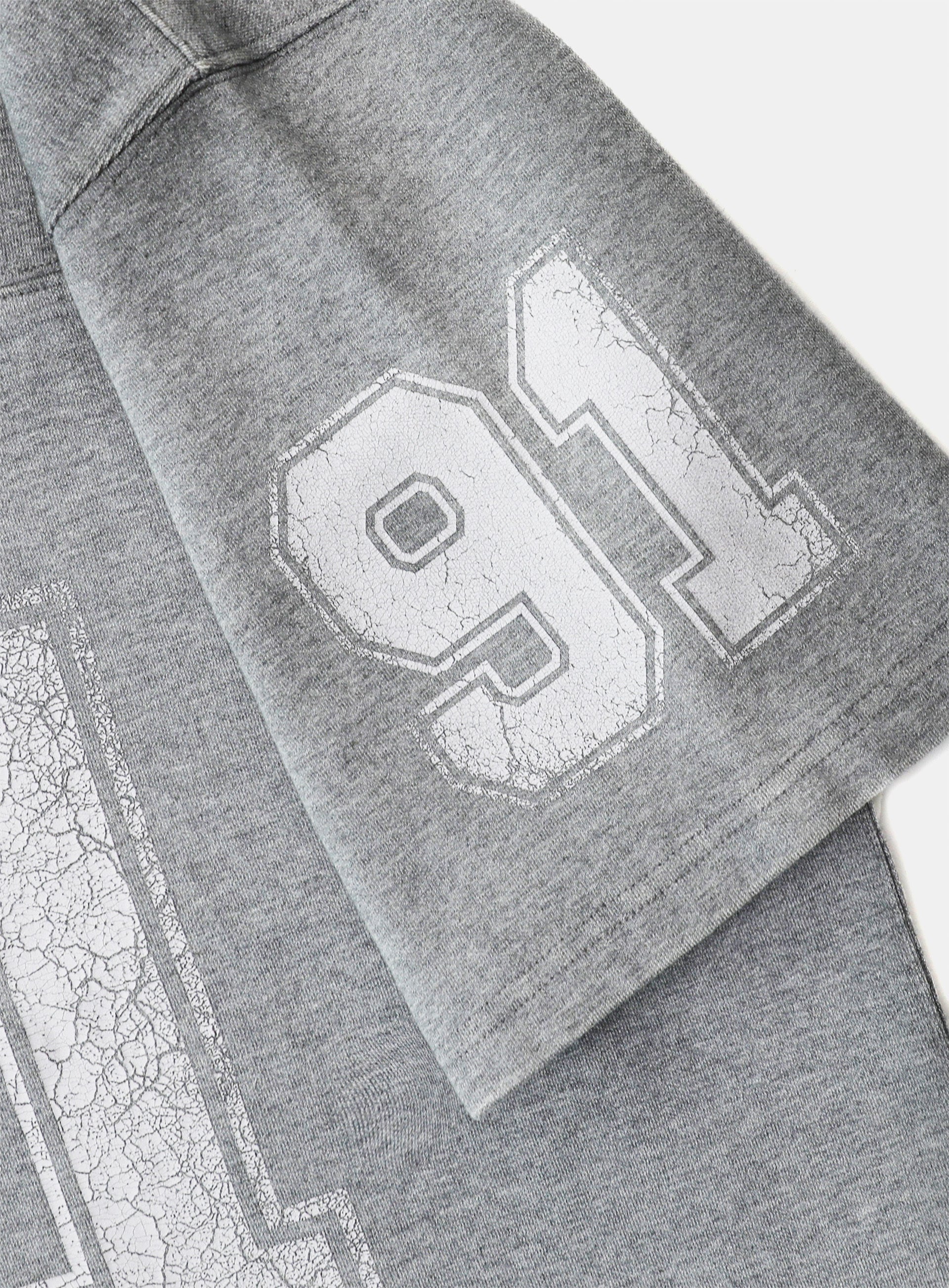Bad Blood - 91 Crack Print V-Neck T-Shirt (Grey)