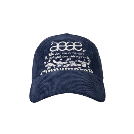 aeae x cinnamoroll - CINNAMOROLL WEB LOGO 5 PANNEL CORDUROY CAP (NAVY)