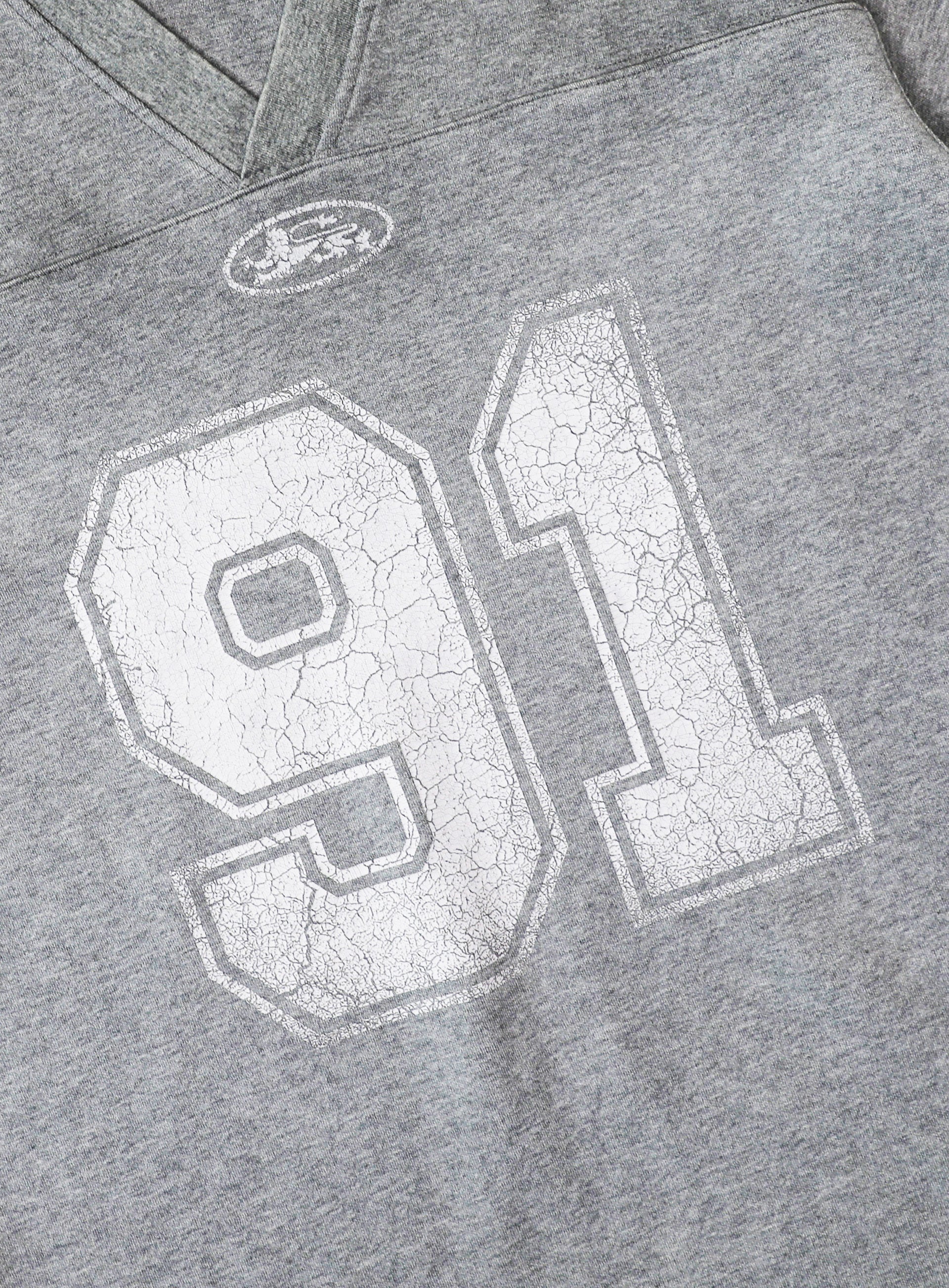 Bad Blood - 91 Crack Print V-Neck T-Shirt (Grey)