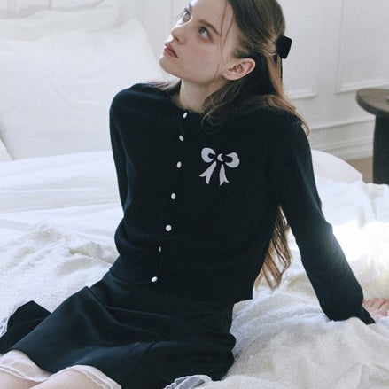 LETTER FROM MOON - Ribbon Moon Cardigan (Black)