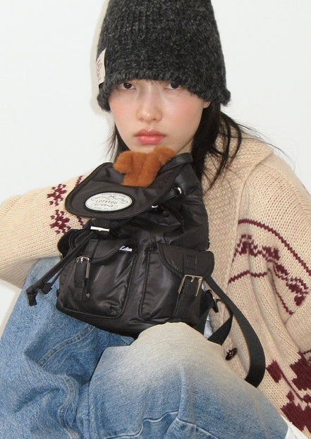 LOTSYOU -NOSTALGIA CHUBBY BACKPACK (BLACK) [JENNIE同款]