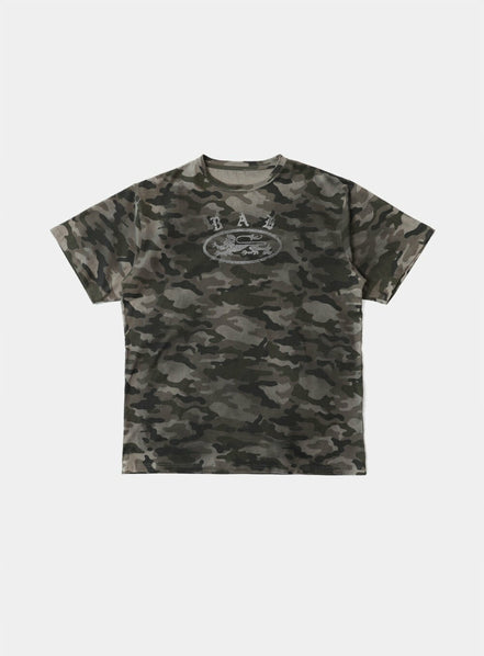 Bad Blood - crack print t-shirt (Green Camo)