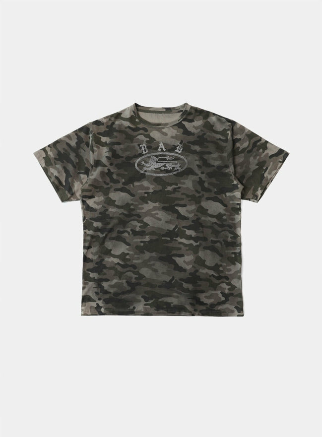 Bad Blood - crack print t-shirt (Green Camo)