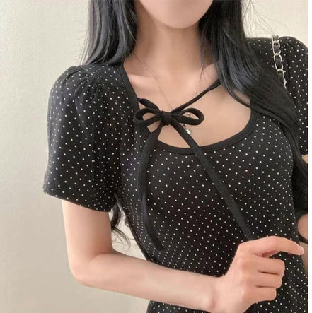 KR DOT RIBBON TEE (3 COLORS)