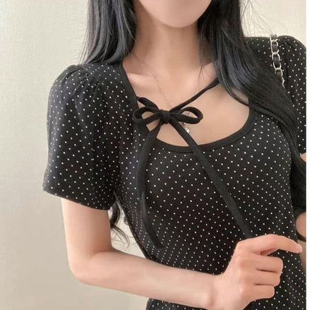 KR DOT RIBBON TEE (3 COLORS)
