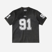 Bad Blood - 91 Crack Print V-Neck T-Shirt (Black)