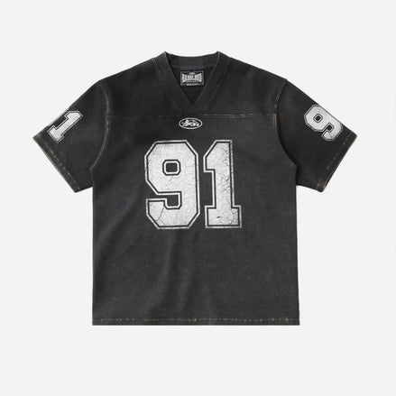 Bad Blood - 91 Crack Print V-Neck T-Shirt (Black)