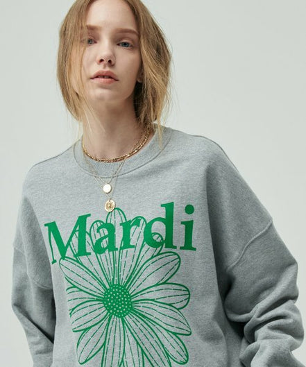 MARDI MERCREDI -  SWEATSHIRT FLOWERMARDI_GREY GREEN