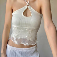 TH FLOWER LOOP LACE SLEEVELESS (WHITE)