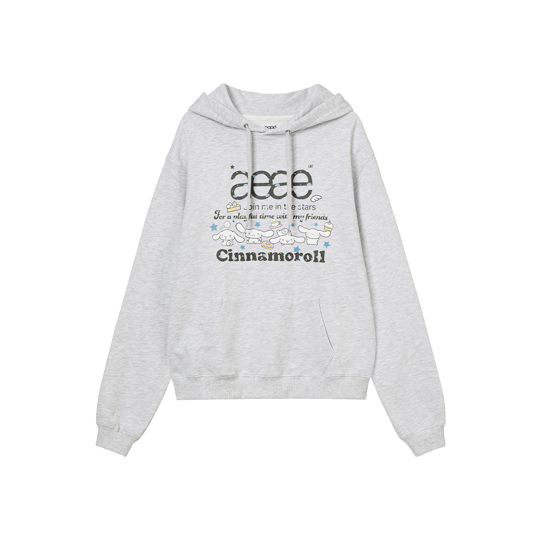 aeae x cinnamoroll - Web Logo Loosed Hoodie (LIGHT GREY)