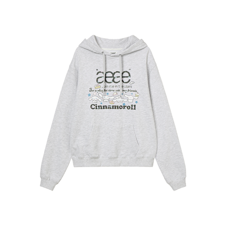 aeae x cinnamoroll - Web Logo Loosed Hoodie (LIGHT GREY)