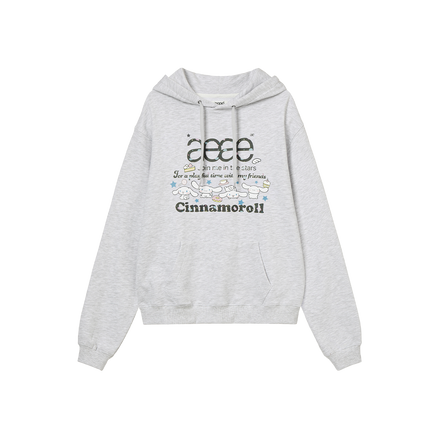 aeae x cinnamoroll - Web Logo Loosed Hoodie (LIGHT GREY)