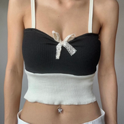 TH RIBBON LACE HALF TOP (BW)