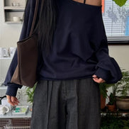 KR OFF SHOULDER OVERSIZED SWEATSHIRT (4 COLORS)