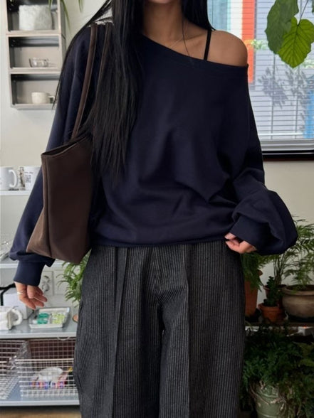 KR OFF SHOULDER OVERSIZED SWEATSHIRT (4 COLORS)
