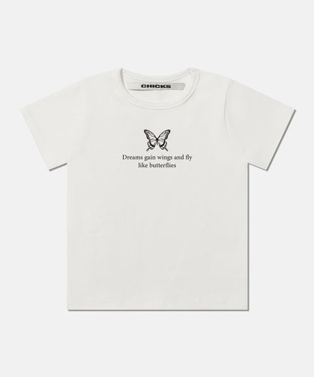 CHICKS MINI BUTTERFLY BLACK CROP