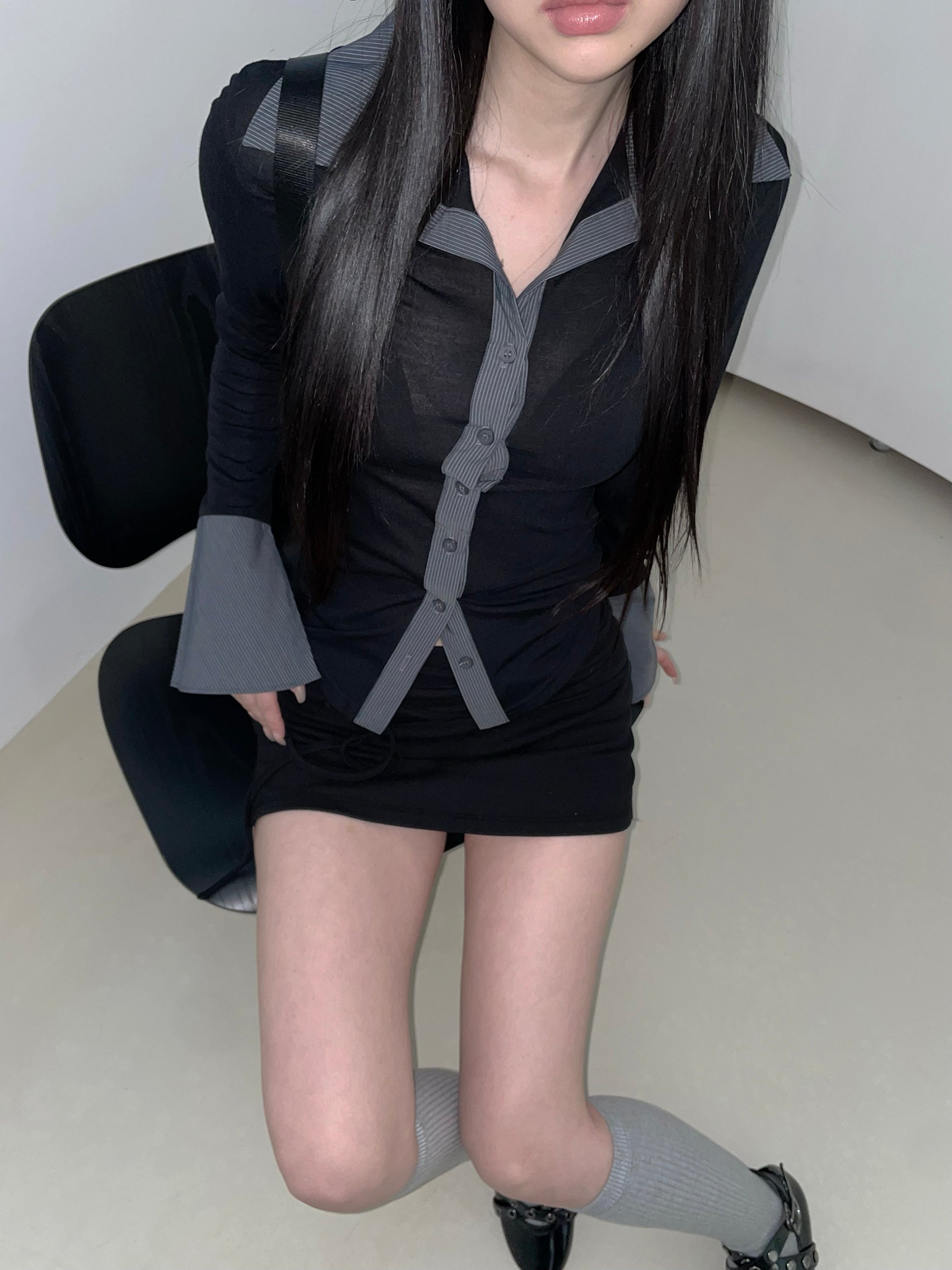 KR MARGARET SHIRT TOP (BLACK)