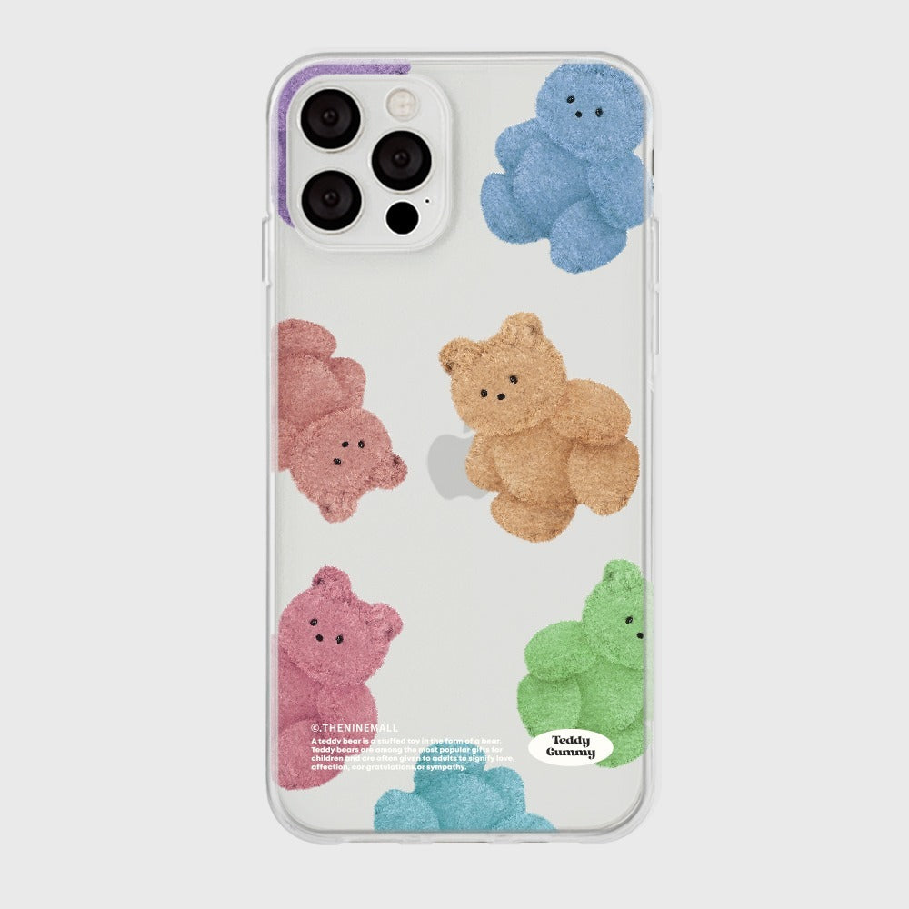 THE NINE MALL - rainbow teddy gummy pattern 透明軟殼