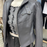 KR J LEATHER JACKET (GREY)