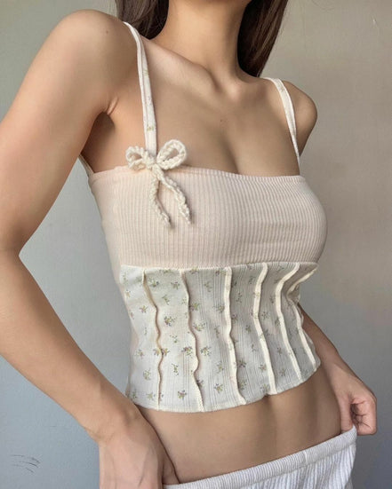 TH FLOWER BOW SLEEVELESS (WHITE)