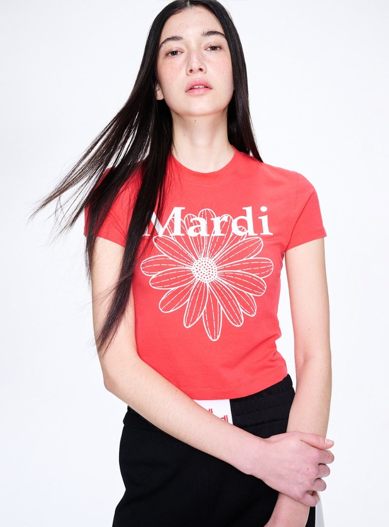 MARDI MERCREDI - CROPPED TSHIRT FLOWERMARDI｜RED WHITE