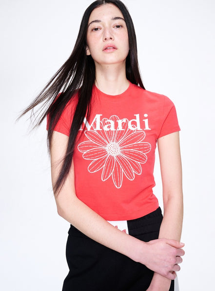 MARDI MERCREDI - CROPPED TSHIRT FLOWERMARDI｜RED WHITE