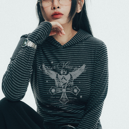 venhit - angel cross stripe hoodie sleeve (3 colors)