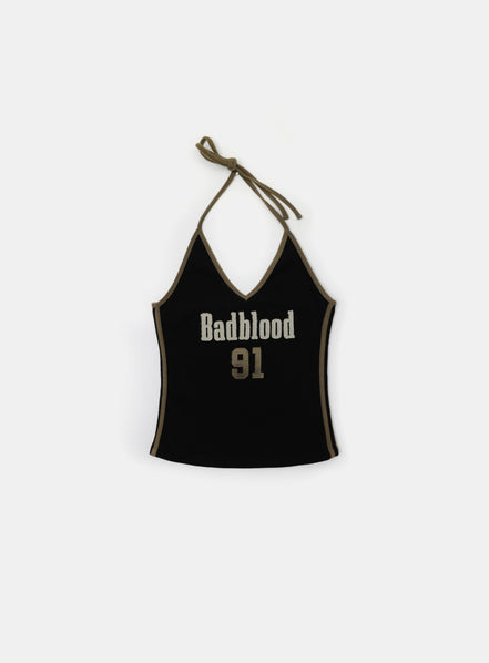 bad blood - Vintage Club Halter Tank (Black)