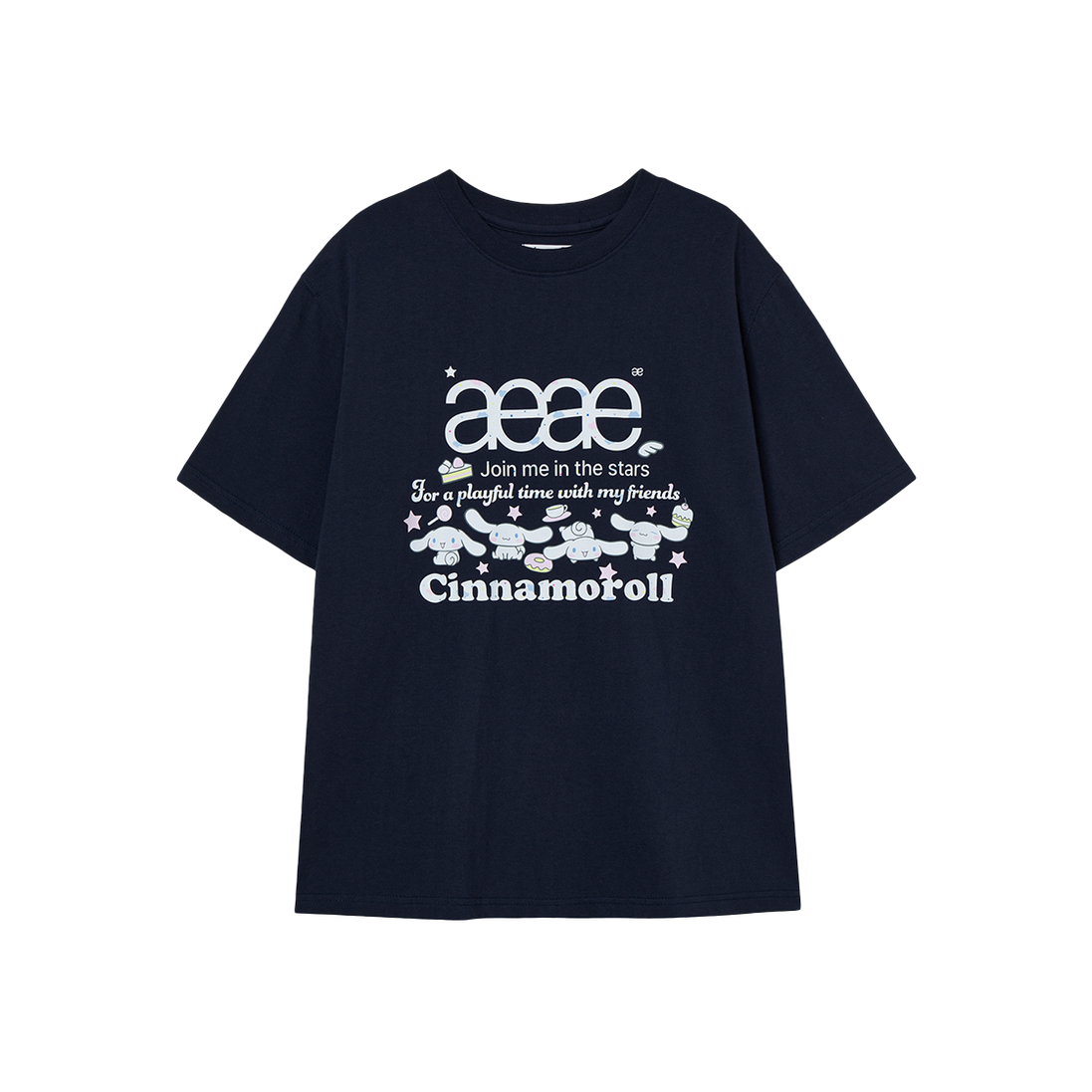 aeae x cinnamoroll - Web Logo T-Shirts (NAVY)