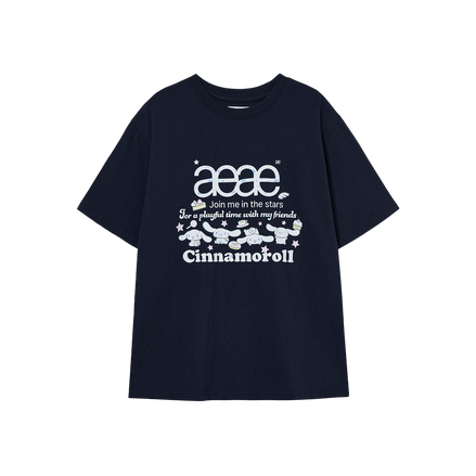 aeae x cinnamoroll - Web Logo T-Shirts (NAVY)