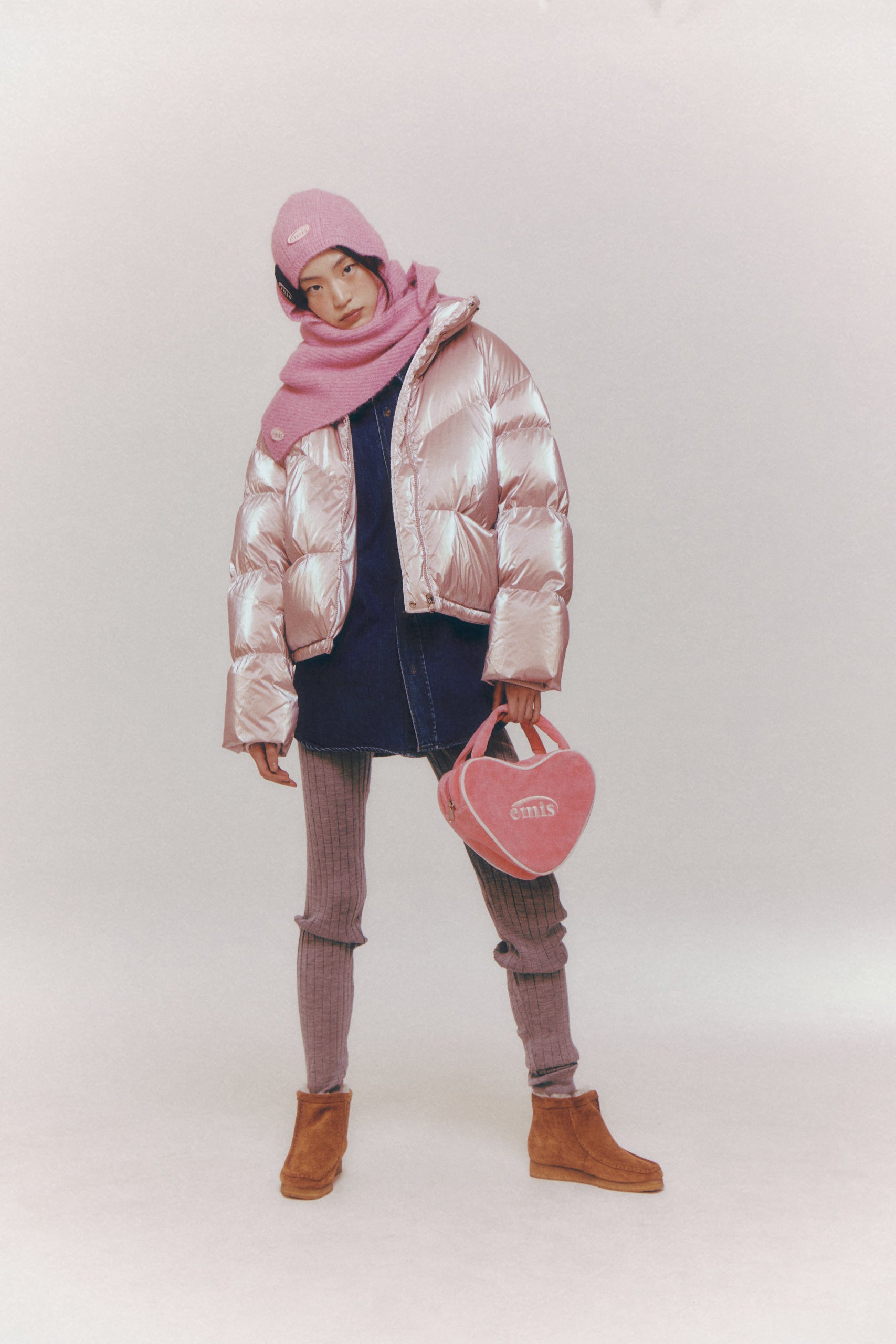 EMIS - VELOUR HEART TOTE BAG-PINK