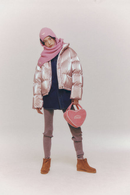 EMIS - VELOUR HEART TOTE BAG-PINK