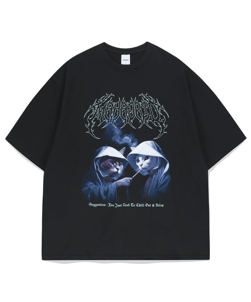 MAHAGRID - SMOKING CAT TEE (BLACK)