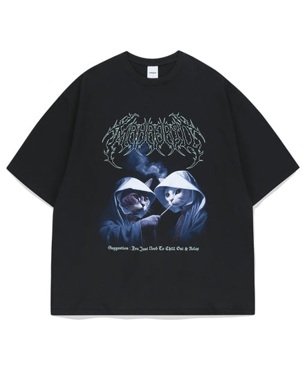 MAHAGRID - SMOKING CAT TEE (BLACK)