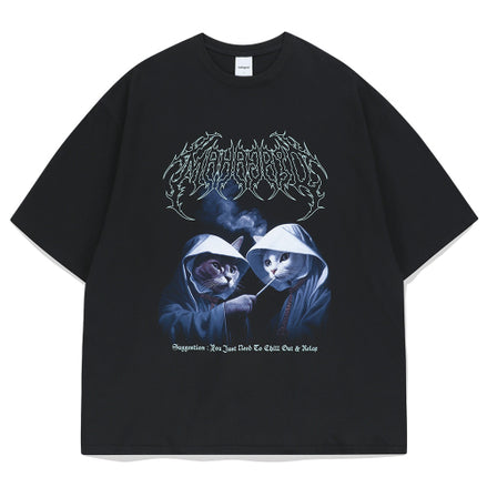MAHAGRID - SMOKING CAT TEE (BLACK)