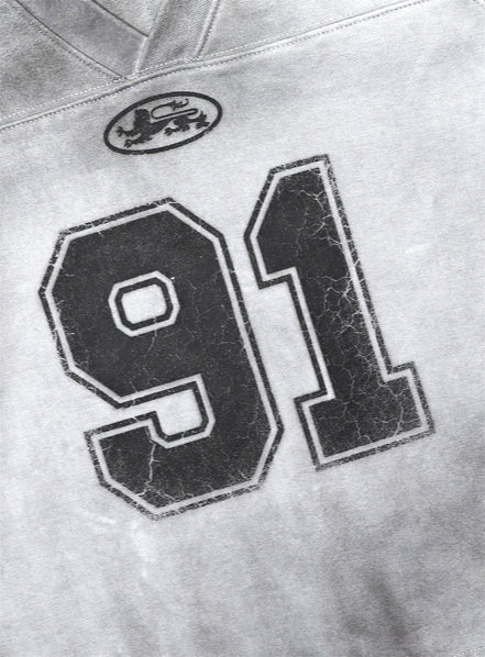Bad Blood - 91 Crack Print V-Neck T-Shirt (White)