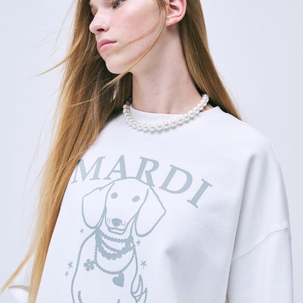 MARDI MERCREDI - SWEATSHIRT SWING THE TAIL DDANJI PEARL NECKLACE (WHITE LIGHTGREY)