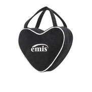 EMIS - VELOUR HEART TOTE BAG-BLACK