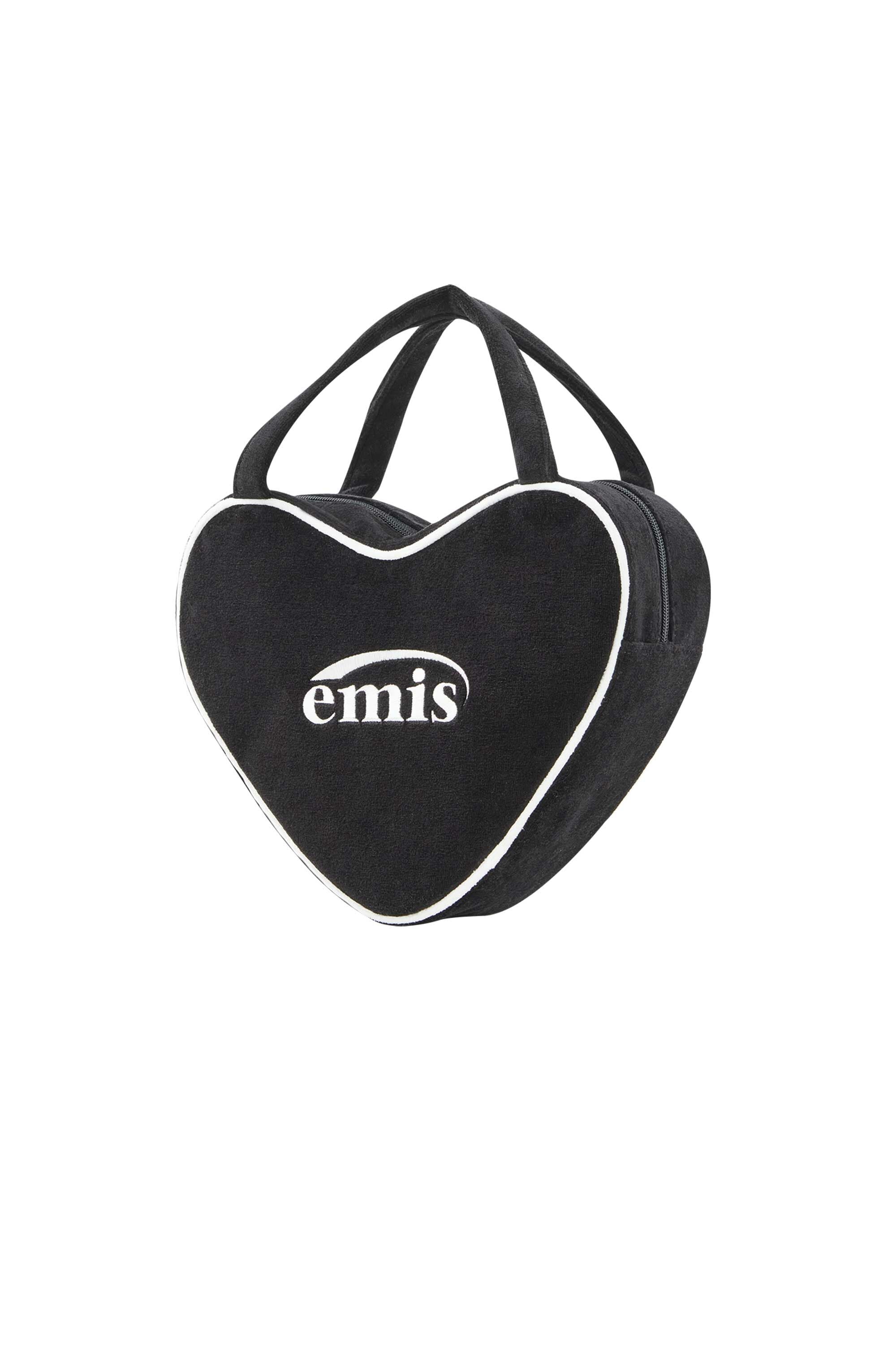 EMIS - VELOUR HEART TOTE BAG-BLACK