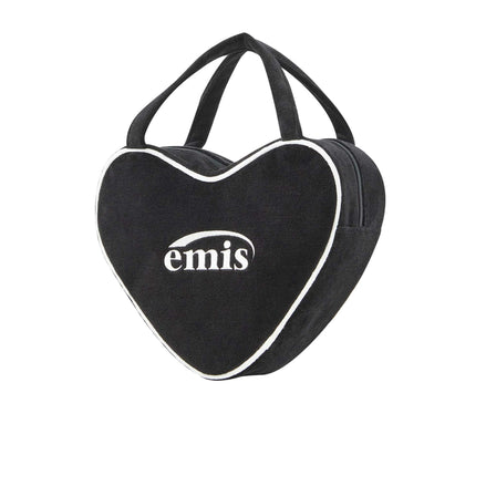 EMIS - VELOUR HEART TOTE BAG-BLACK