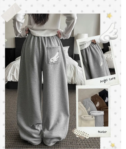 KR ANGEL WING FLEECE PANTS (4 COLORS)