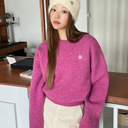 muahmuah - STITCH LOGO ROUND KNIT (PINK)