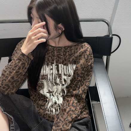 KR LEOPARD KNIT TOP