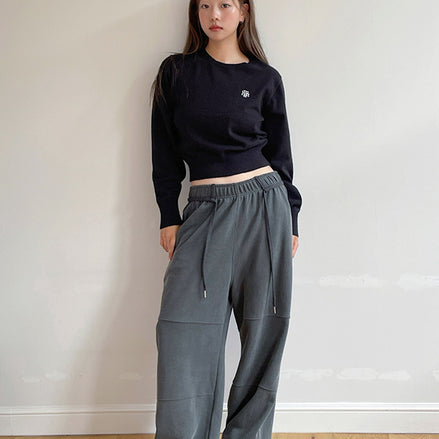 muahmuah - STITCH LOGO BASIC KNIT (BLACK)