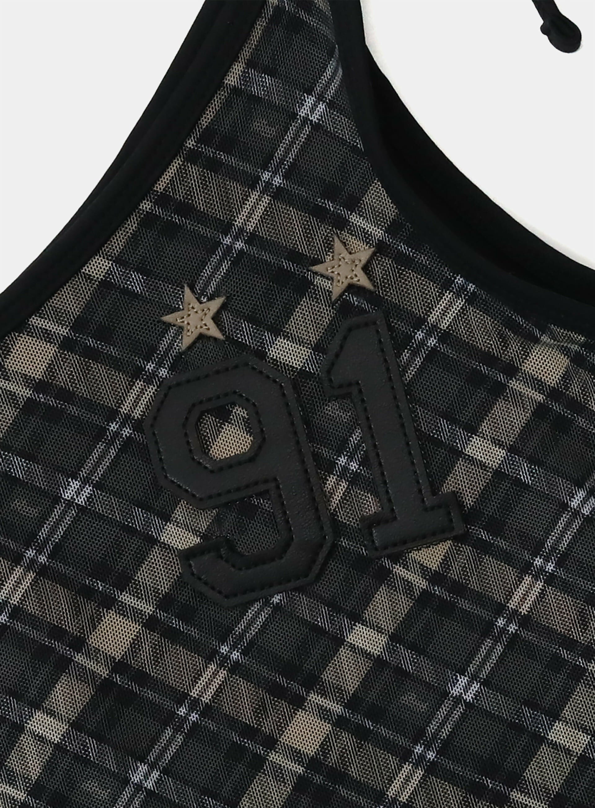 bad blood - Vintage Club One Shoulder Tank (Check Black)